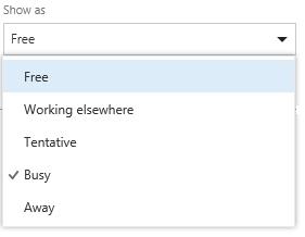Application Support From the Busy Options tab check each entry to include this type of busy status.