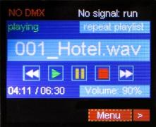 The start menu screen if the DMX signal is received.