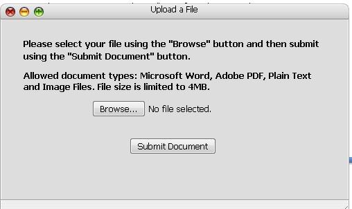 A pop-up box includes a Browse button to allow you to find the document on your computer.