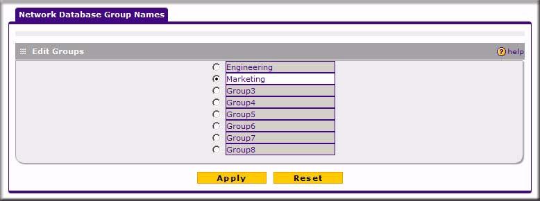 1. From the LAN Groups tab, click the Edit Group Names link to the right of the tabs. The Network Database Group Names tab appears. Figure 3-3 2.