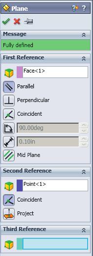 J. Create Plane for Helix Profile. Step 1. Click Reference Geometry on the Features toolbar and Plane from the menu. Top face Step 2.