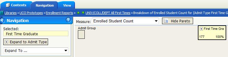 But, go to the NAVIGATION tab, select College on the Expand To drop-down menu.