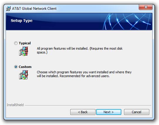 Including Optional Features Each edition of the AT&T Global Network Client should include the core features necessary for most services.