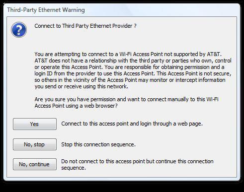 Figure 36: Third-Party Ethernet Warning If you proceed by
