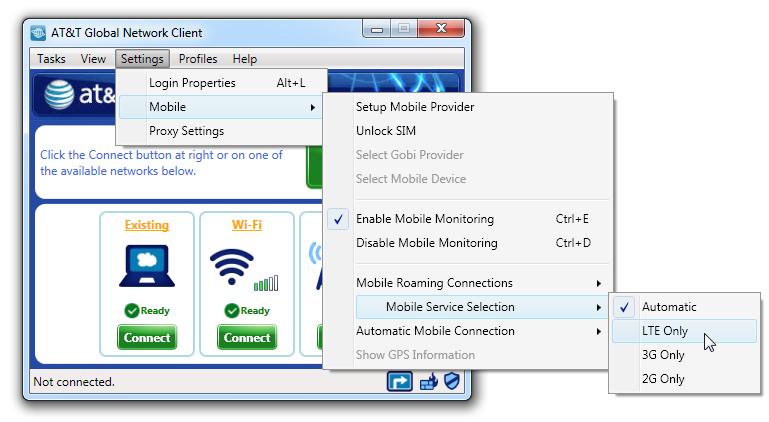 Figure 76: Mobile Provider Setup Dialog Figure 75: Main Window Select Service Mode Within the Mobile Service Selection drop-down: Automatic sets the card to the manufacturer s default setting; 4G