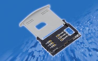 Amphenol C707A SIMLOCK with Drawer packaging: contact carrier in tape & reel, drawer in pallet for SIM/SAM applications designer does not have to be concerned with housing tolerances and card guiding