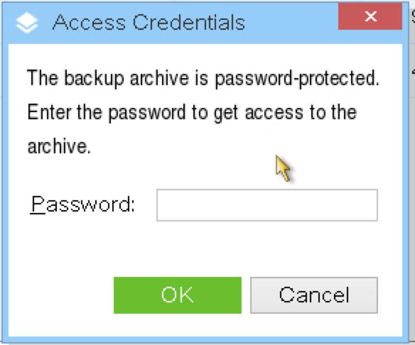 If your backup is encrypted, that is if you have selected Encryption when setting up your