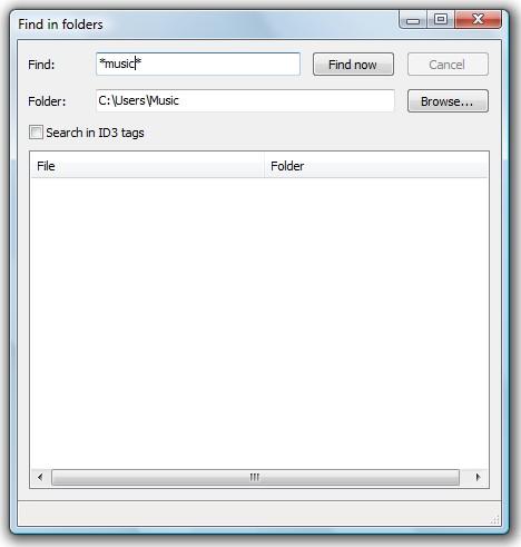 A tool bar, which allows you to refresh the folder contents and look for specific files. The folders contained by the folder to which the audio source is pointing to.