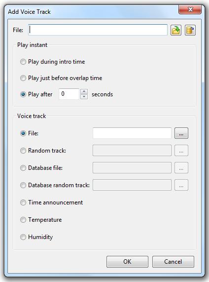 Besides, there are the following buttons: Add...: It allows to add a new voice track to the list.