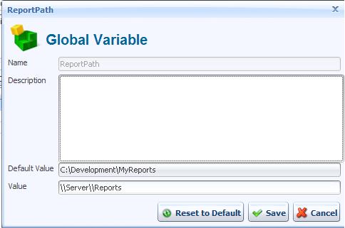 Administration Figure 6.16. Details of a global variable If the global variable is a default one, the system asks you to override the value for the environment.