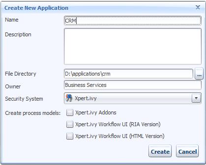 Administration Applications Applications are environments for process models (projects). Applications are strictly separated from each other and do not share anything.