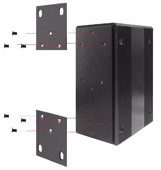 2.3 Mounting The EKI-7526I supports two mounting methods: DIN-rail & Wall. 2.3.1 Wall mounting EKI-7526I can be wall-mounted by using the included mounting kit.