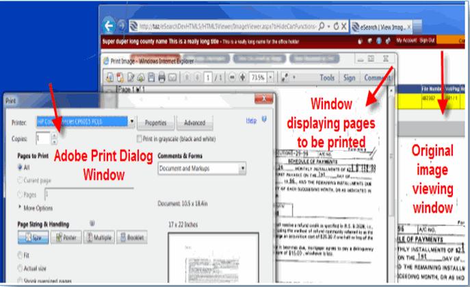 Figure 1 This example shows the opened print windows using Chrome only if