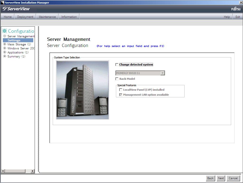 6.3 Installing Windows (customized) Figure 48: Installing Windows (customized): Server Configuration Manager For a description of the Configuration Manager, refer to section "Server Configuration