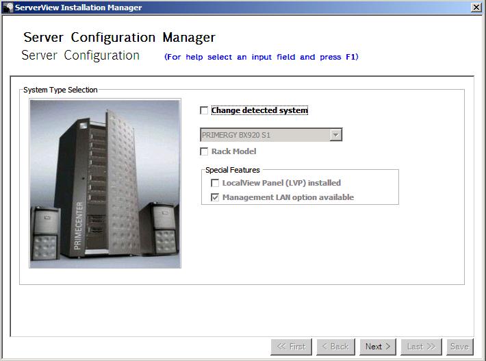 9.1 Maintaining and configuring PRIMERGY servers Figure 85: Server Configuration Manager << First Takes you to the first configuration step. < Back Takes you to the previous configuration step.