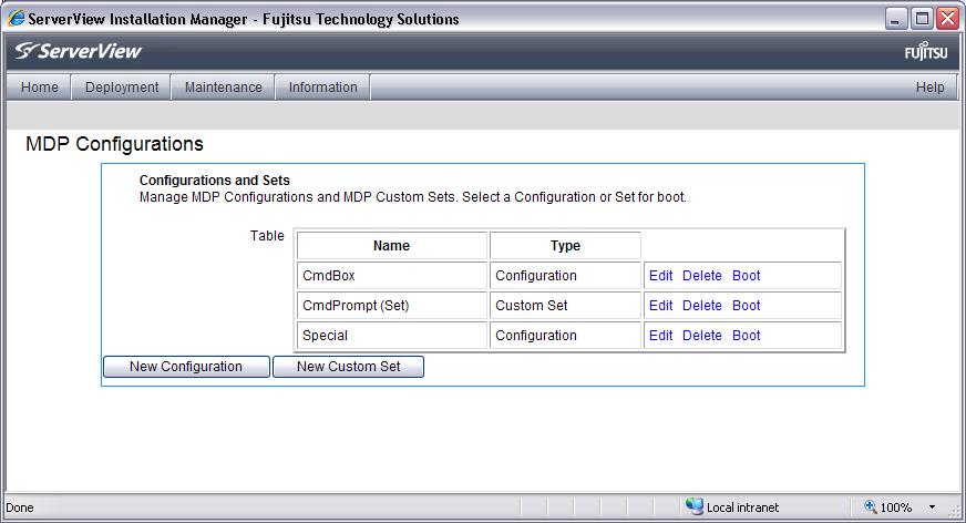 9.2 Maintenance on the deployment server Figure 87: MDP Configurations dialog The MDP Configurations dialog box displays in table form all MDP sets that are currently available in Installation