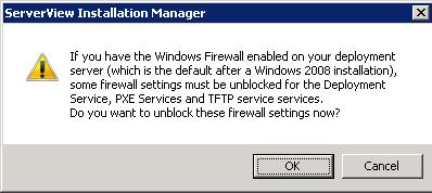 Click OK to unblock the respective firewall settings. Installation Manager is now installed on the deployment server.