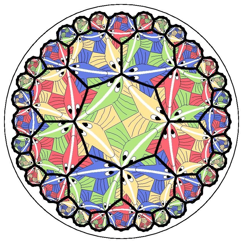 Regular tessellations form the basis for all four of Escher's Circle Limit patter n s, with {6,4} also forming the basis for Circle Limit IV, and the {8,3} tessellation forming the basis for Circle