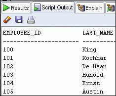 F9 key or Execute Statement is used versus the output when