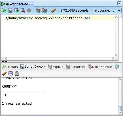 The output from the script is displayed on the Script Output tabbed page.