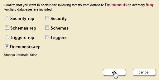 forest. 1. On the host machine that contains the Documents-rep forest, backup the Documents database.