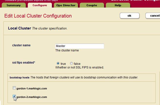 Clusters In the Local Cluster Configuration page, select one or more hosts to serve as the bootstrap hosts for this cluster.