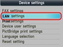 Adding Your Multifunction to Your Network Confirm Connection Status Step One On the Setup menu, select Device Settings, and then press the OK button.
