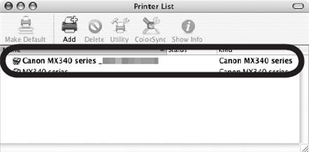 Registering the Printer & Scanner Step Two 2-B 4. Make sure that the Canon MXxxx series is added to the list of printers.