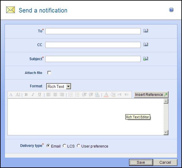 4. A configuration dialog box is loaded for the Send a notification action.
