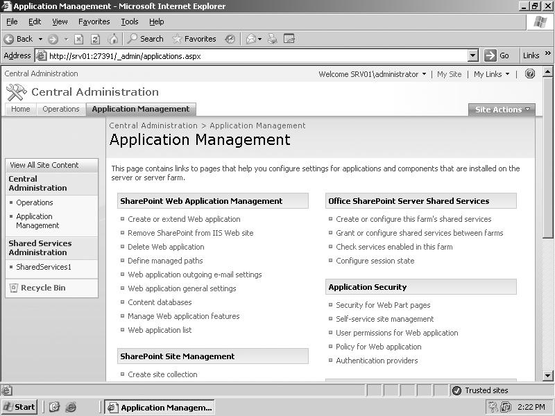 Configuring SharePoint 2007 Office SharePoint Server Shared Services