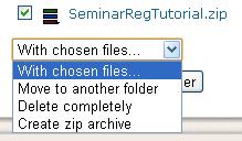 Page 15 Deleting Files To delete a file from the Moodle File manager: select the item(s) to be deleted using the checkbox open the menu below labeled With chosen files select Delete completely and