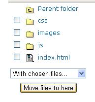 destination folder click the Move files to here button at the bottom left NOTE: If a file has been linked from the course home page, moving the file in the File manager WILL BREAK THE LINK.