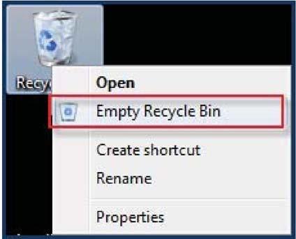 10. At this point the Temporary Files are not fully deleted; they reside in the Recycle Bin. Follow these steps to purge them from the system.