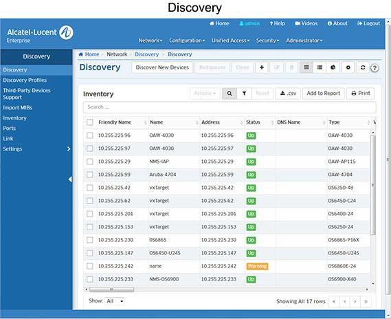 10.0 Discovery OmniVista 2500 NMS-E 4.2.1.R01 (MR 1) User Guide The Discovery application is used to discover network devices.