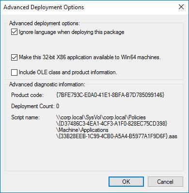 In the Advanced Deployment Options dialog, select the Ignore language when deploying this