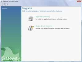 www.gateway.com Recovering pre-installed software and drivers using recovery discs If you created a multiple-disc set of recovery discs, each disc contains a unique set of software and drivers.