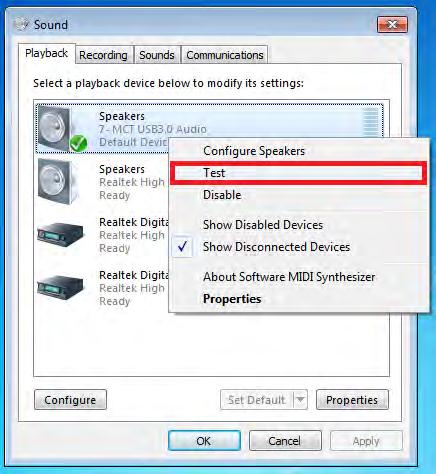 3. To change the default sound output, use your mouse to right click in