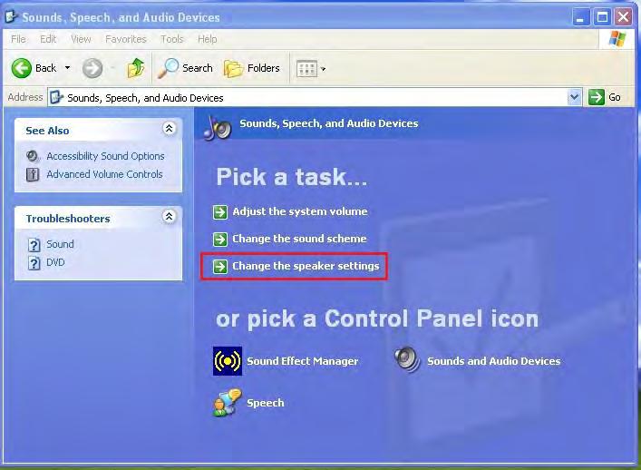 Go to Control Panel> Sounds, Speech, and Audio Devices and select Changes
