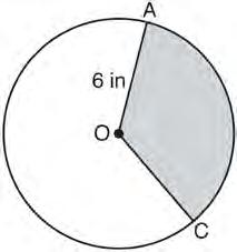 5 In the diagram below of circle O, the area of the shaded sector AOC is 12π in 2 and the length of OA is 6 inches. Determine and state m AOC.