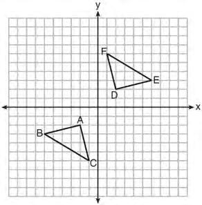 33 Triangle ABC and triangle DEF are graphed on the set of axes below.