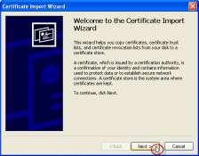 5 c) From the Certificate Import Wizard, click Next. This wizard walks you through each step of importing your cacert.