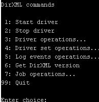 ADirXML Command Line Utility The DirXML Command Line utility allows you to use a command line interface to manage the driver. You can create scripts to manage the driver with the commands.