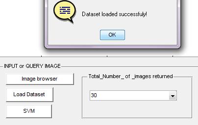 Then the extracted feature of image database (Training set) is loaded successfully and it shown below as, 9.