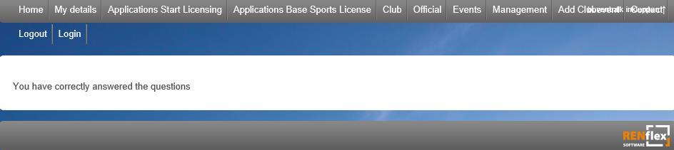 After you have made the questions you can download/view your licence at '4.Status'. You will receive an e-mail confirmation that you have applied for and received the KNMV Basic Sports Licence.