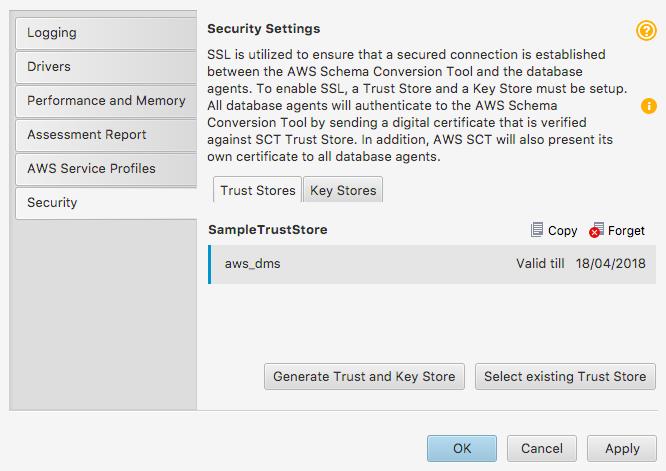 Related Topics 3. Choose Generate Trust and Key Store, or choose Select existing Trust and Key Store.