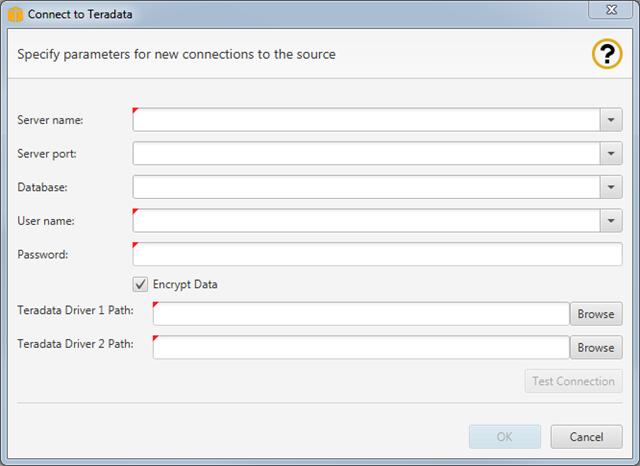 Connecting to a Teradata Source Database 2. Provide the Teradata source database connection information. Use the instructions in the following table.
