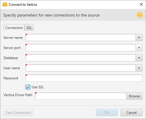 Connecting to a Vertica Source Database 2. Provide the Vertica source database connection information. Use the instructions in the following table.