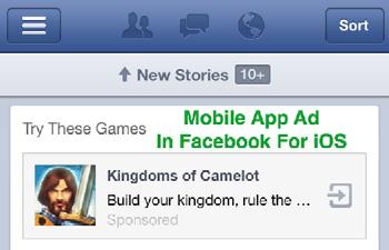 35 New Mobile App Advertising While including Sponsored Stories in mobile newsfeeds was a big step for Facebook mobile marketing, it failed to scale, as it could only be seen by friends of friends