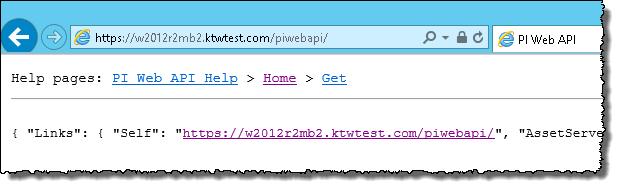 Appendix B Configure the Advanced Server components 7. In the address bar, paste the link from PI Web API Admin Utility. You may need to type your username and password to access the page.