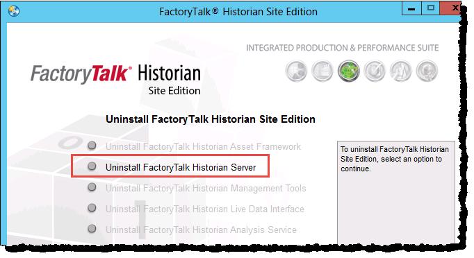 Appendix G Remove FactoryTalk Historian SE 3. 4. The names of all the suites that you can remove will be active.